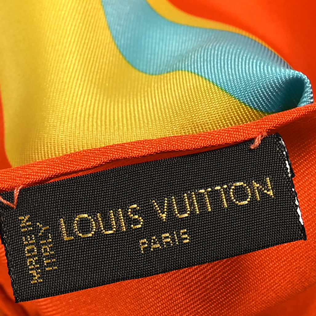 Louis Vuitton Silk Lily Flower Tassel Square 90 Scarf Multicolor