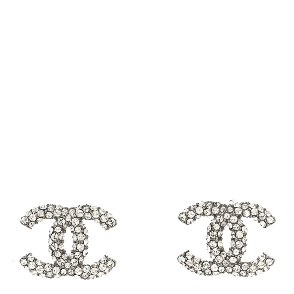 Crystal CC Treasure Chest Earrings Silver