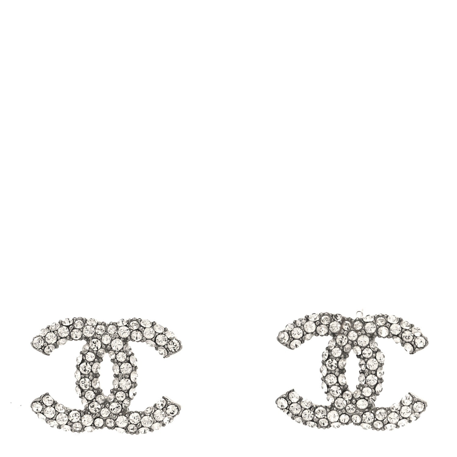 Crystal CC Treasure Chest Earrings Silver