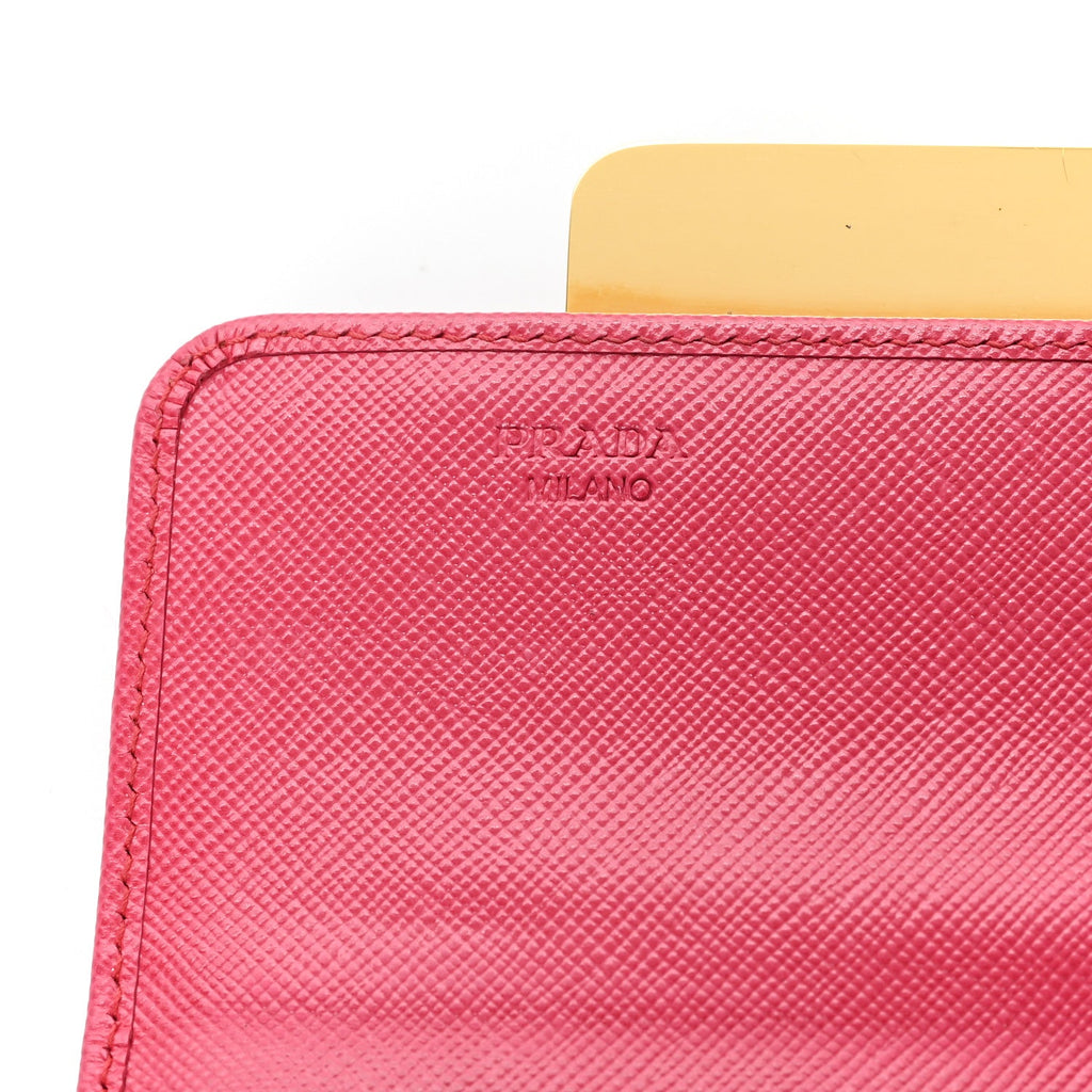 Prada Saffiano Crystal Continental Flap Wallet Peonia
