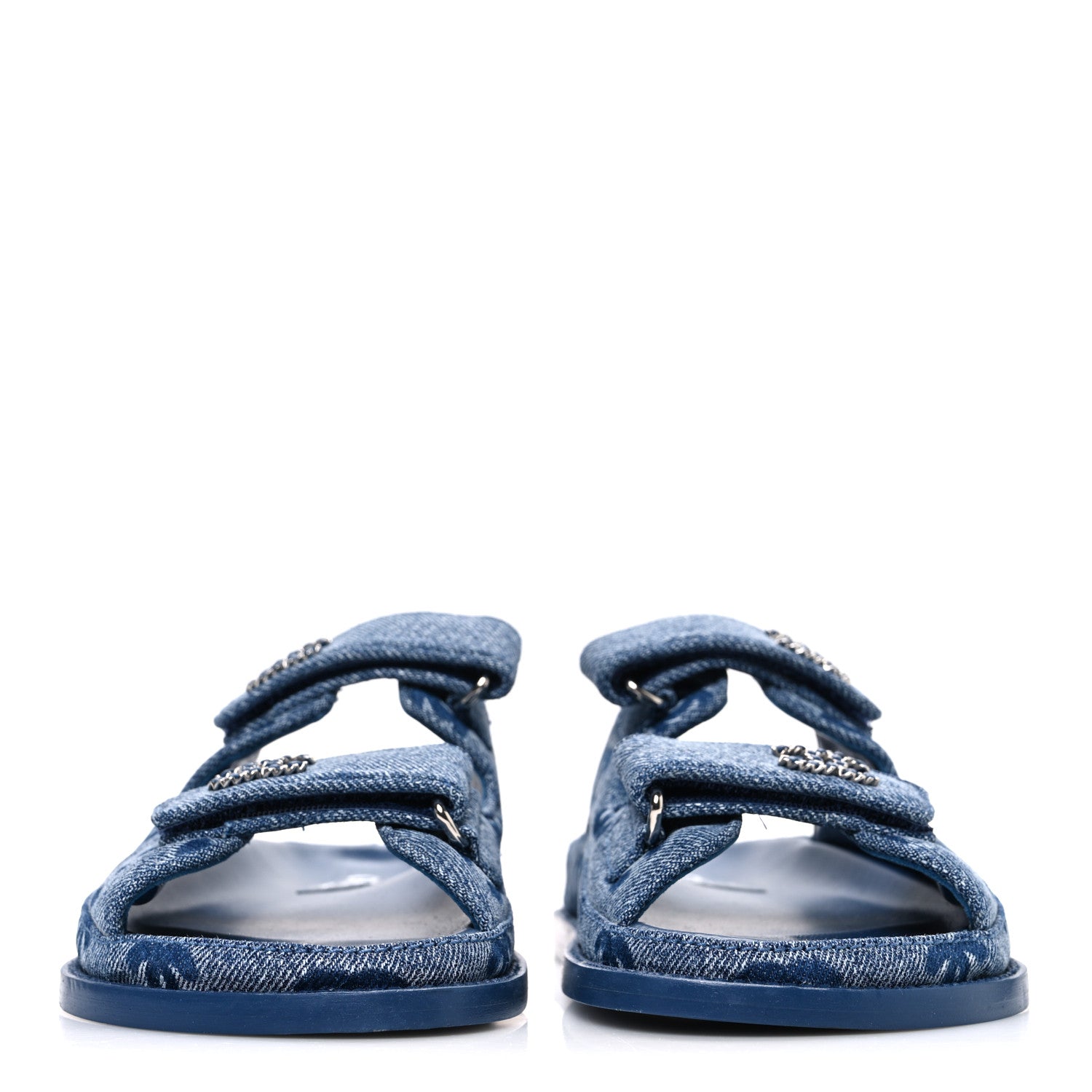 Denim CC Velcro Dad Chain CC Slide Sandals 35 Blue