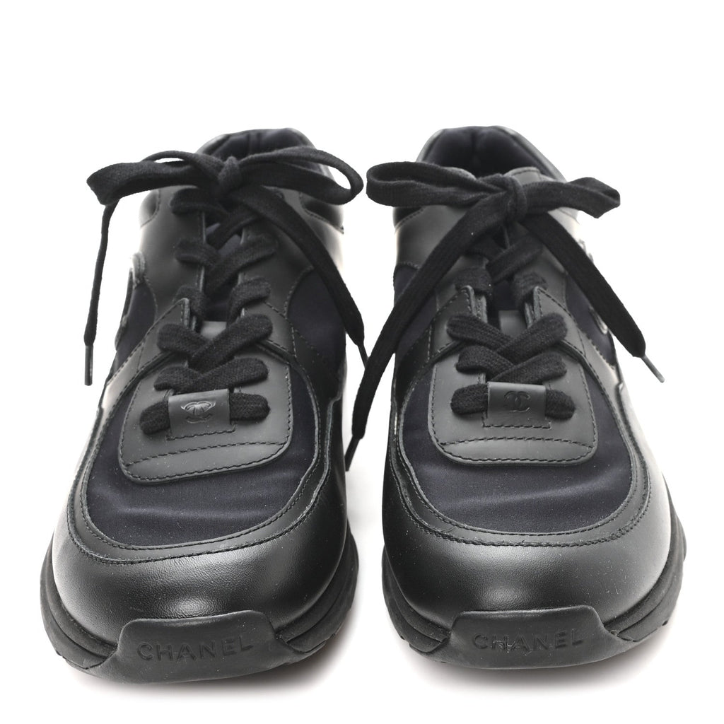 Lambskin Fabric CC Uniform Sneakers 39.5 Black