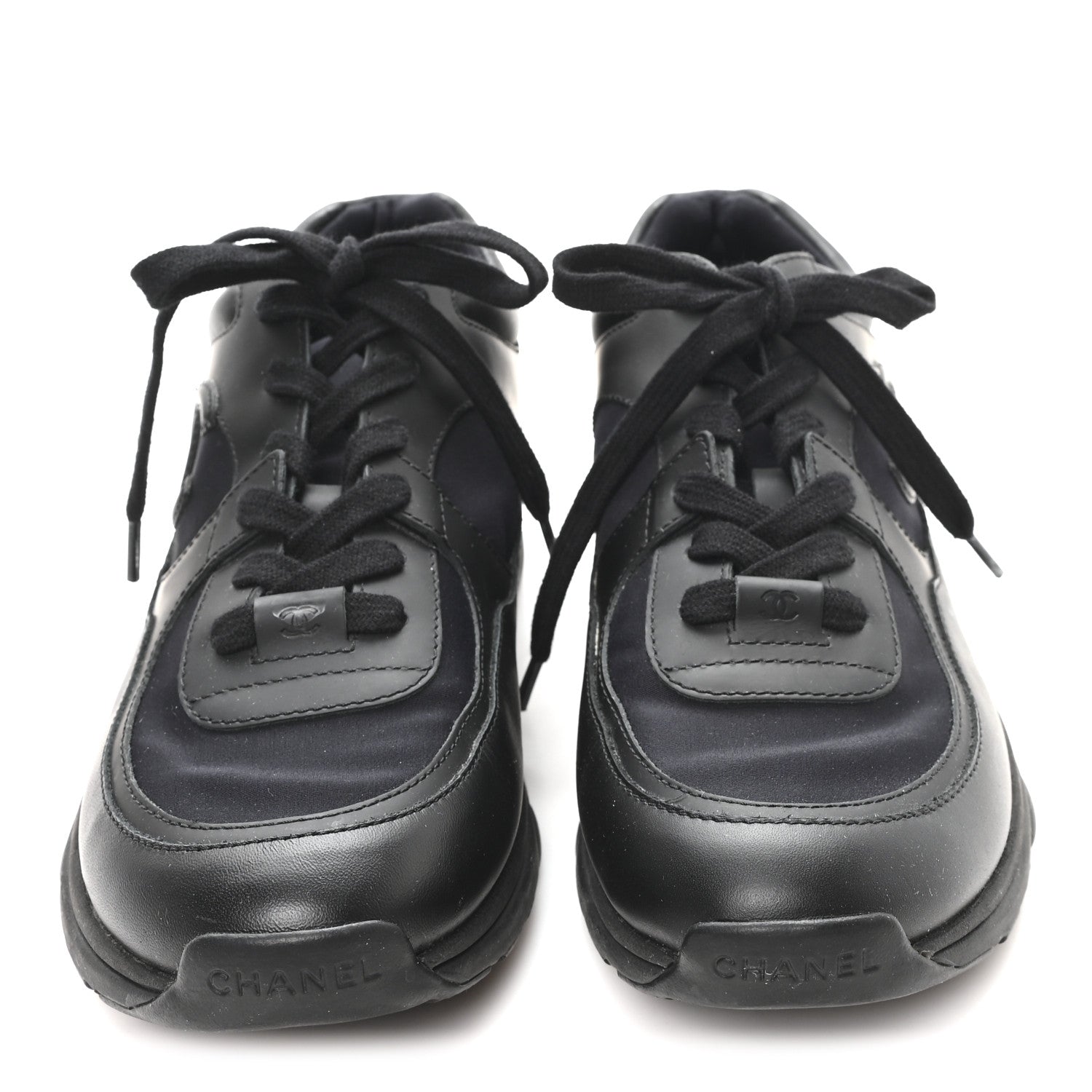 Lambskin Fabric CC Uniform Sneakers 39.5 Black