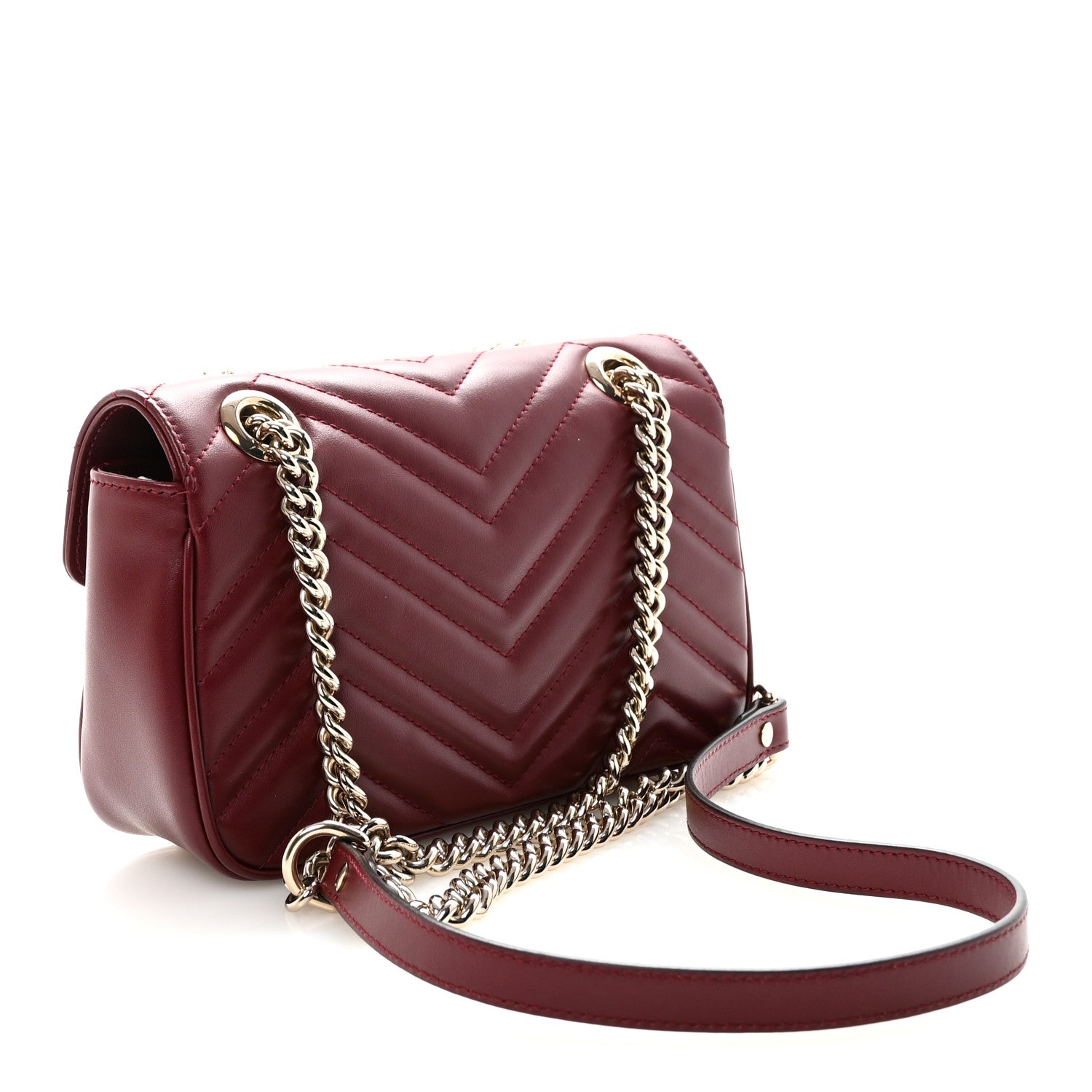 Gucci Calfskin Matelasse Small GG Marmont Shoulder Bag  Rosso Ancora