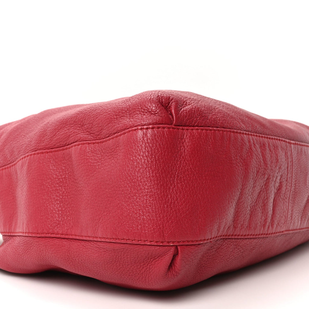 Gucci Pebbled Calfskin Medium G Wave Shoulder Bag Red