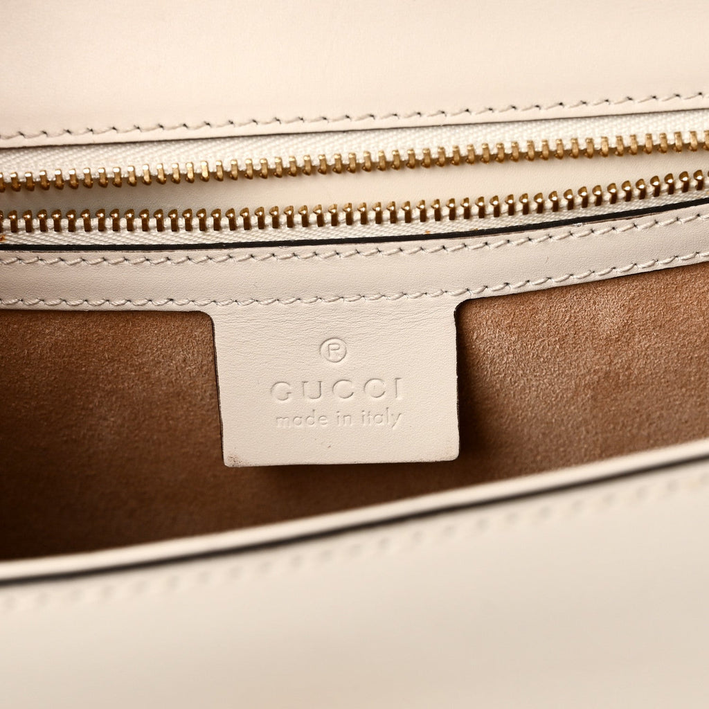 Gucci Calfskin Small Sylvie Shoulder Bag Off White