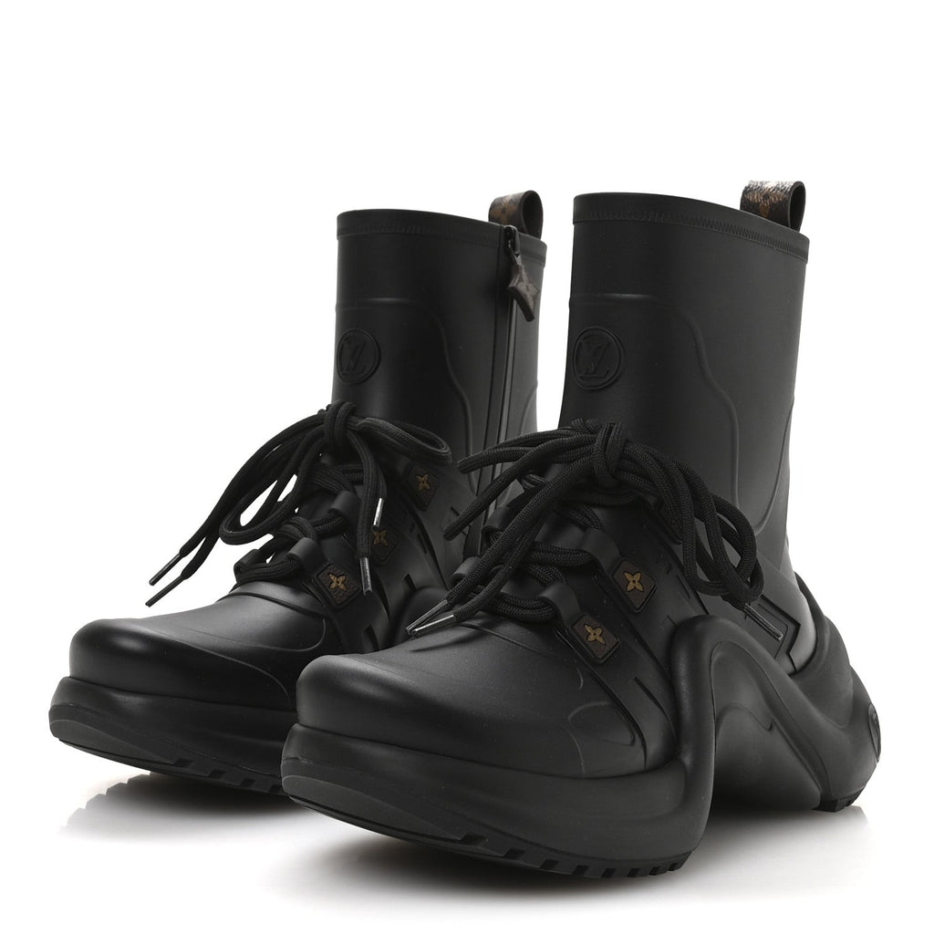 Louis Vuitton Mat Rubber Monogram LV Archlight Sneaker Boots 38 Black
