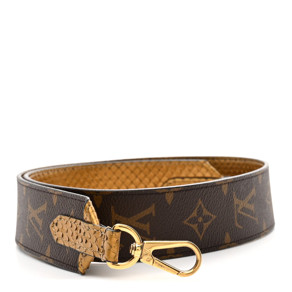 Louis Vuitton Metallic Snakeskin Monogram Bandouliere Shoulder Strap Gold