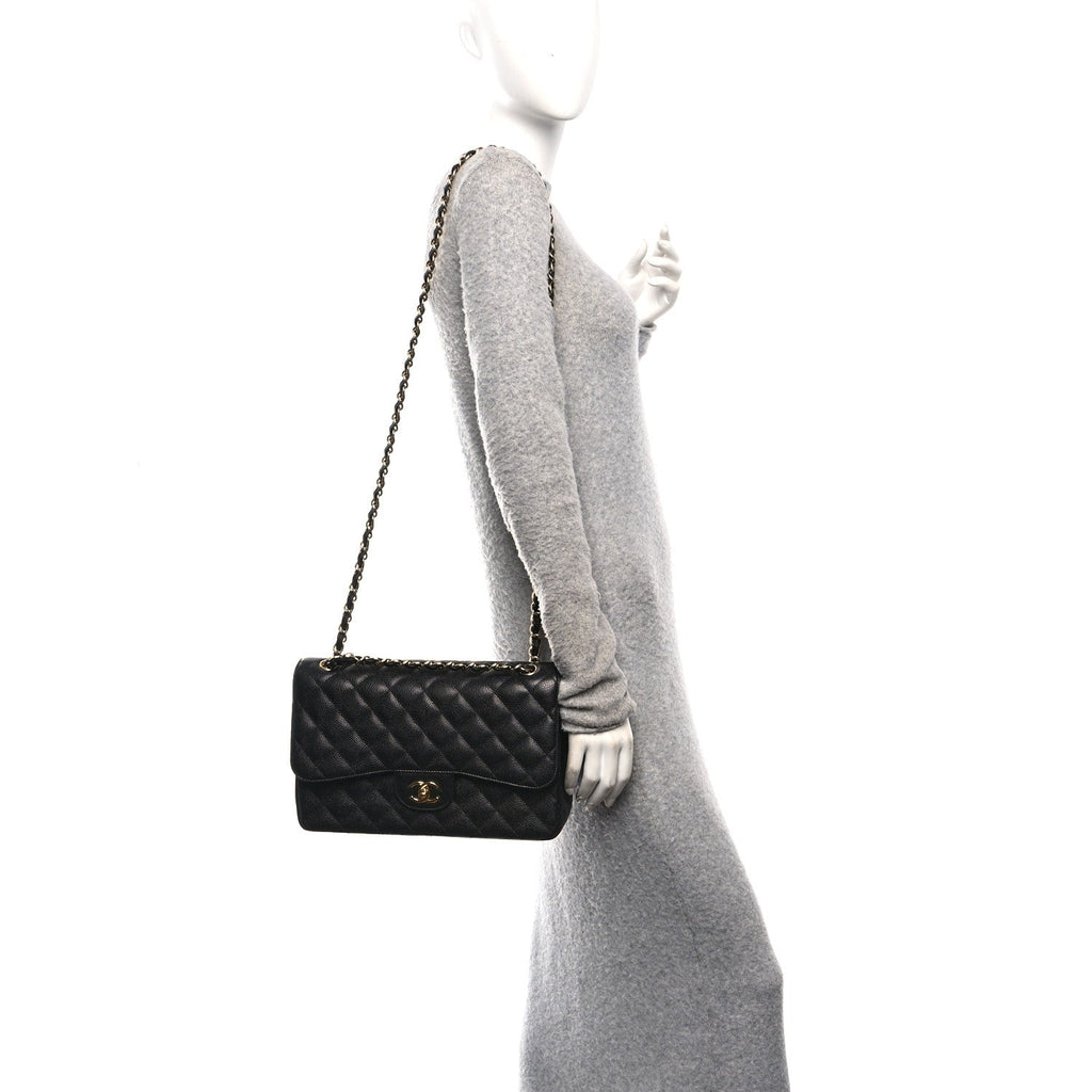 Chanel Caviar Quilted Jumbo Double Flap Black