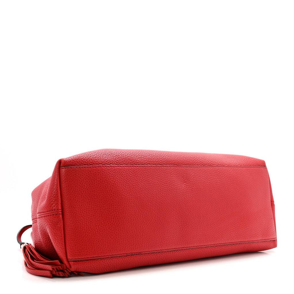 Gucci Pebbled Calfskin Medium Soho Chain Shoulder Bag Tabasco Red