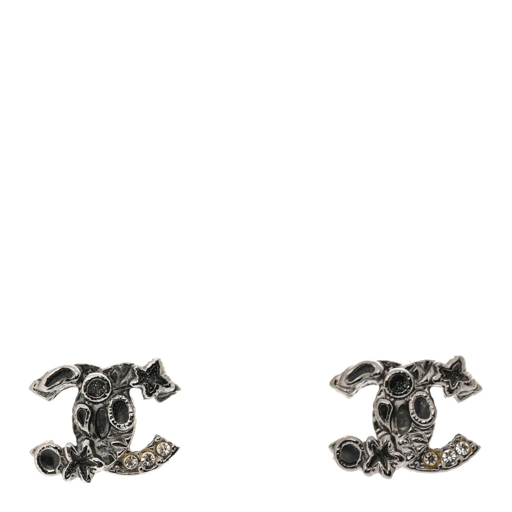 Glitter Enamel Crystal Star CC Earrings