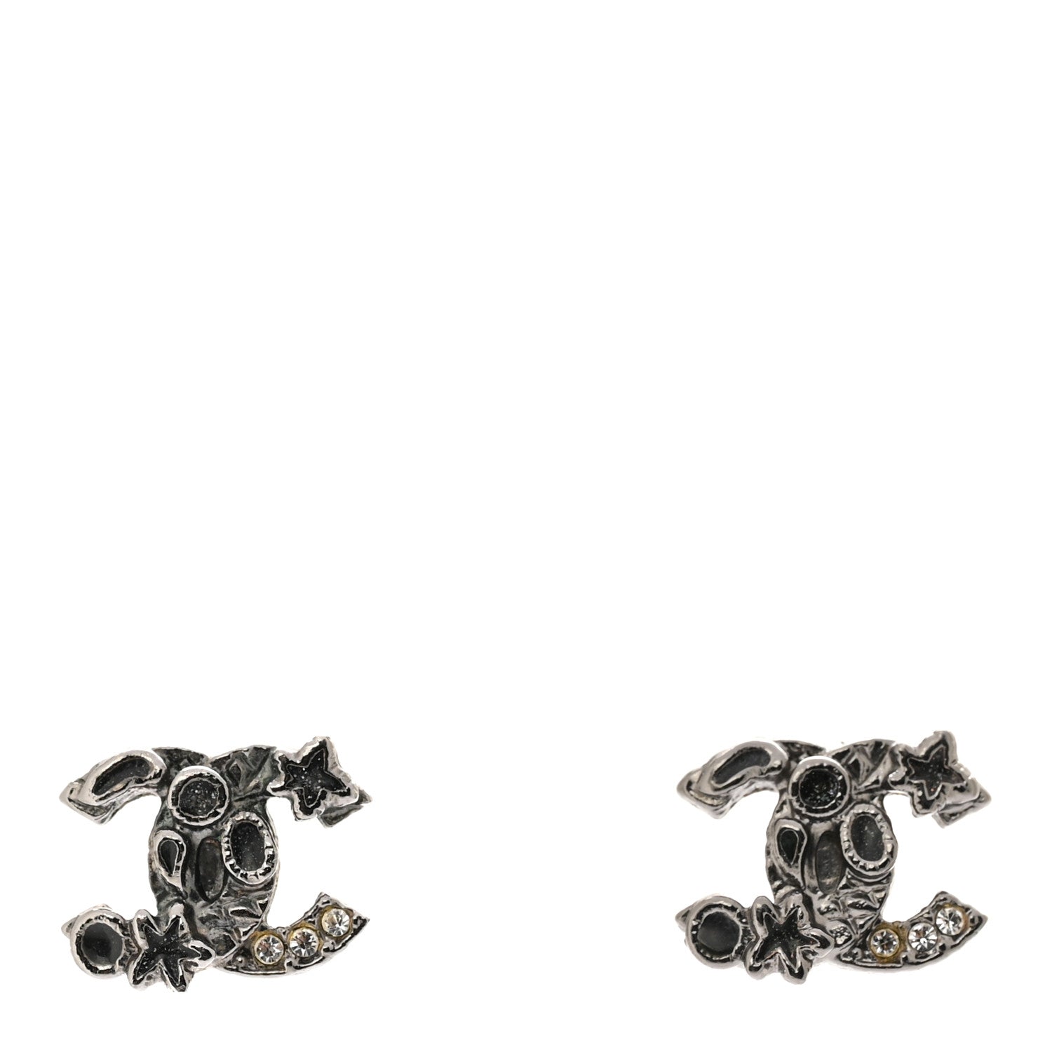 Glitter Enamel Crystal Star CC Earrings