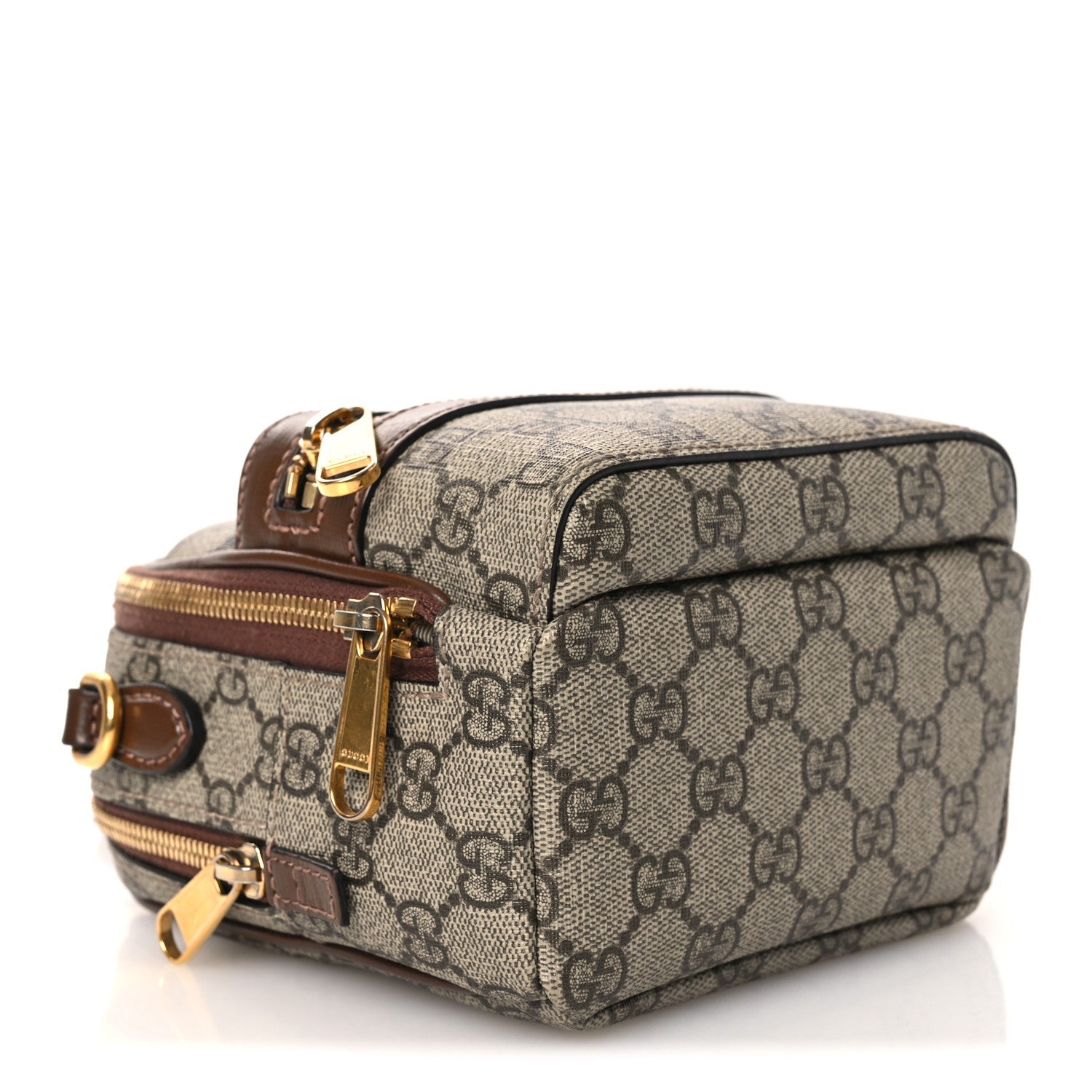 Gucci GG Supreme Monogram Azalea Calfskin Retro Interlocking G Multi-Function Bag Beige Ebony Brown Sugar