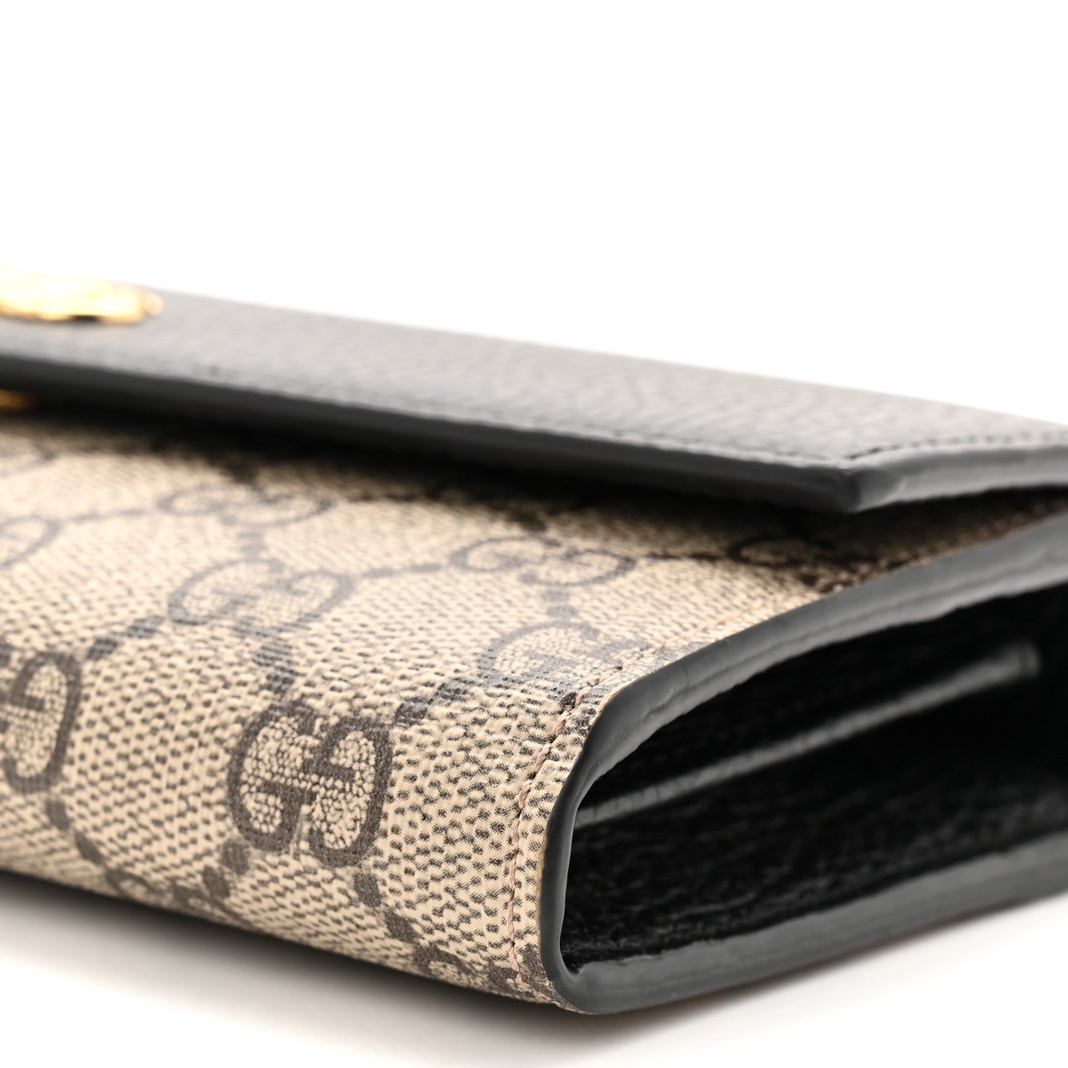 Gucci Dollar Calfskin GG Supreme Monogram Petite GG Marmont Wallet Chain Bag Black Beige Ebony
