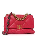 Chanel Goatskin Quilted Large Chanel 19 Flap Dark Pink