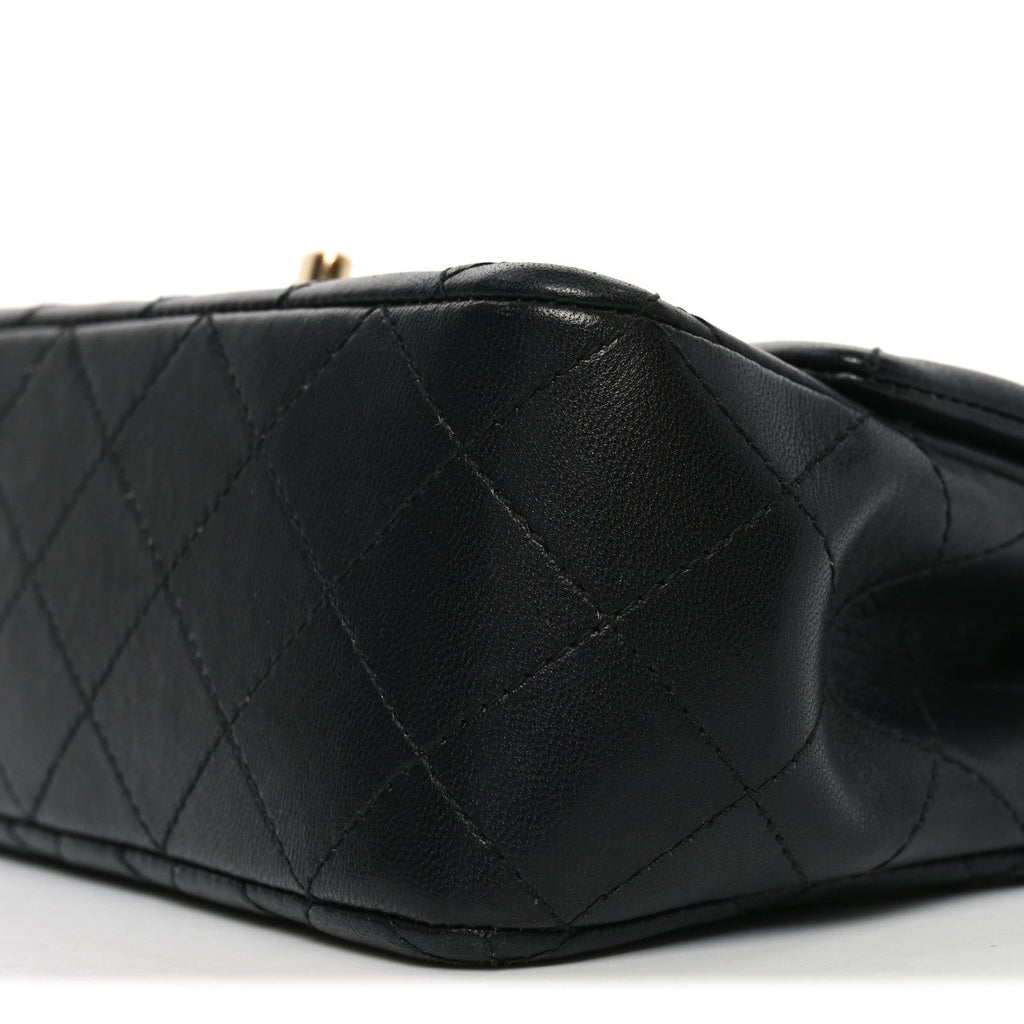 Chanel Lambskin Quilted Mini Rectangular Flap Black