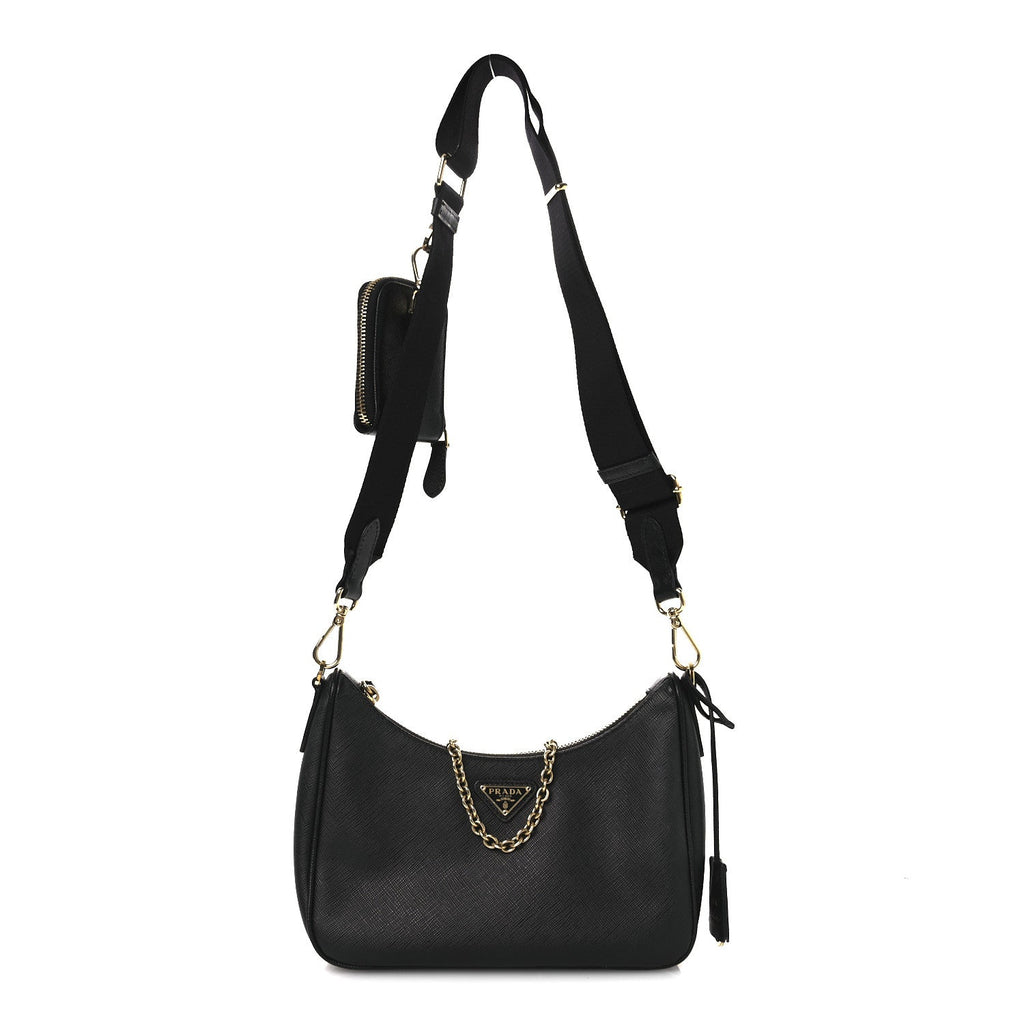 Prada Saffiano Lux Re-Edition 2005 Shoulder Bag Black