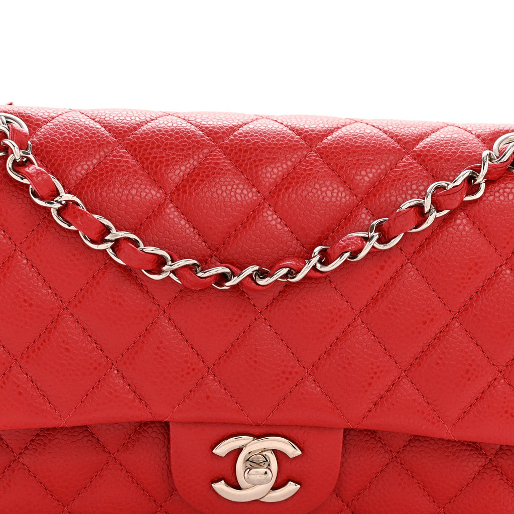 Chanel Caviar Quilted Medium Double Flap Red