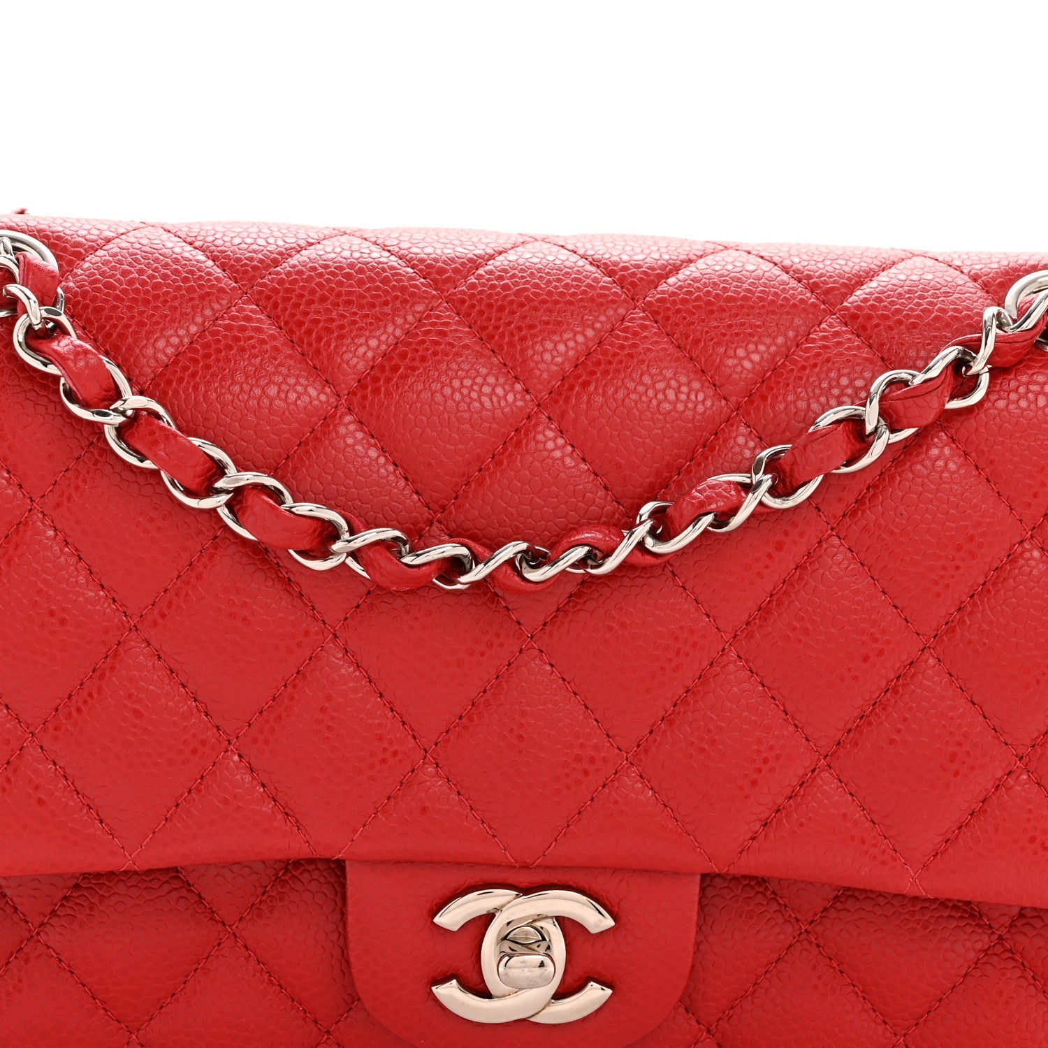Chanel Caviar Quilted Medium Double Flap Red