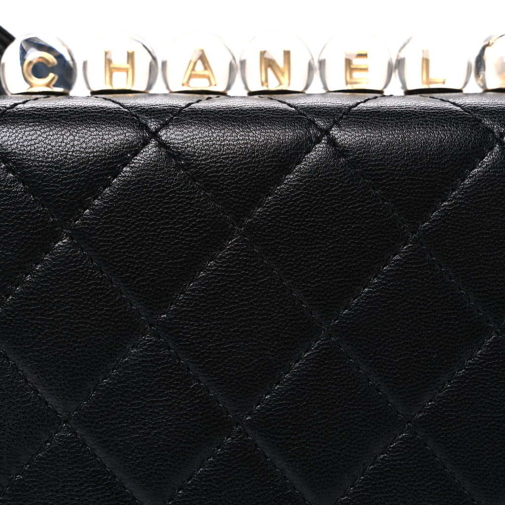 Chanel Lambskin Quilted Chic Pearls Flap Black