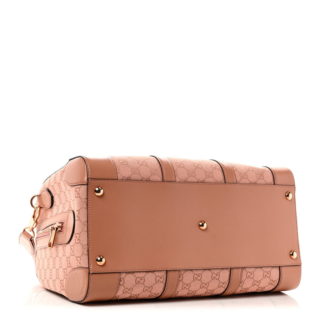 Gucci Monogram Azalea Calfskin Small Retro Interlocking G Duffle Bag Cloche Rose Pink