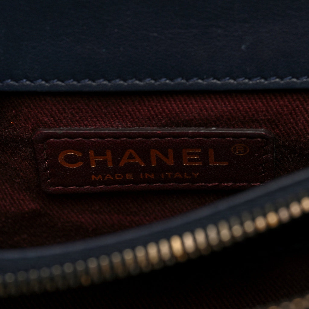 Chanel Lambskin Quilted Small Art Nouvelle Flap Bag Navy