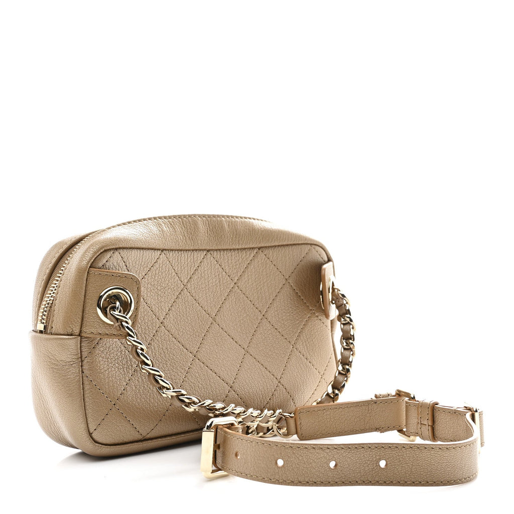 Chanel Metallic Calfskin Quilted Waist Bag Gold