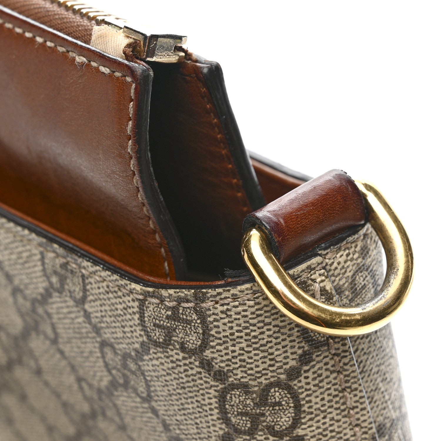 Gucci GG Supreme Monogram Small Zip Top Tote Beige Tuscany