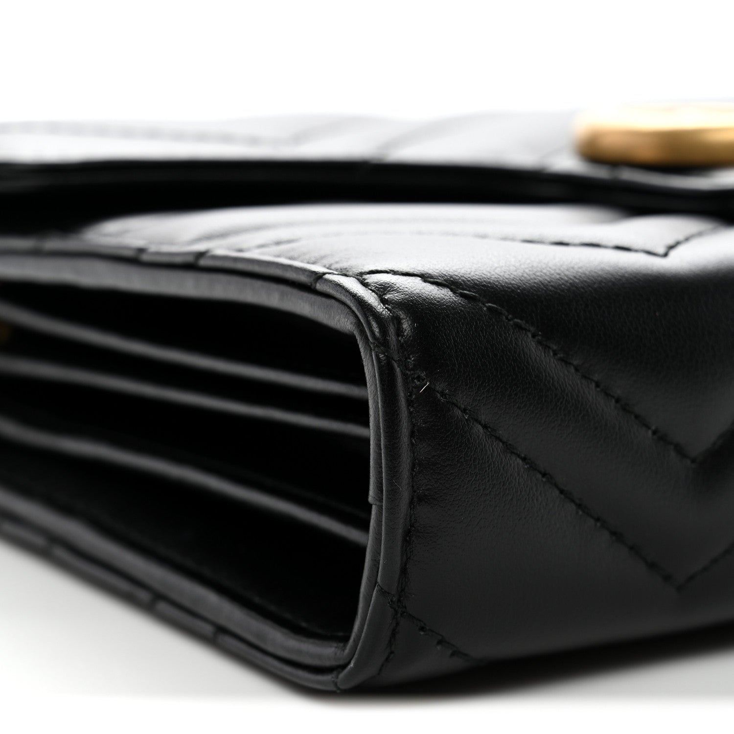 Gucci Calfskin Matelasse GG Marmont Chain Wallet Black