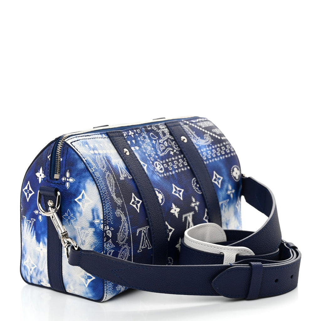 Louis Vuitton Cowhide Monogram Bandana City Keepall Blue