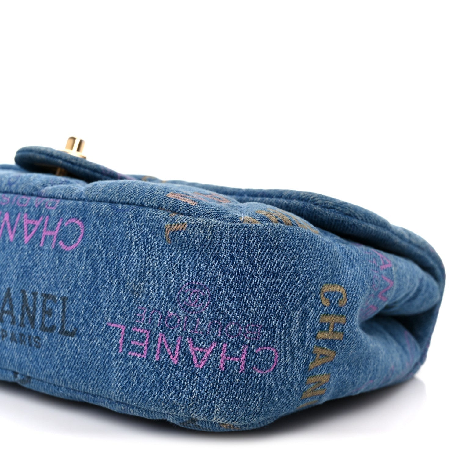 Chanel Denim Quilted Denim Large Mood Flap Blue Multicolor