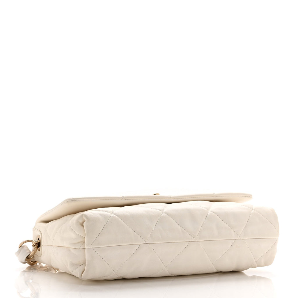 Chanel Lambskin Quilted Logo Strap Flap White