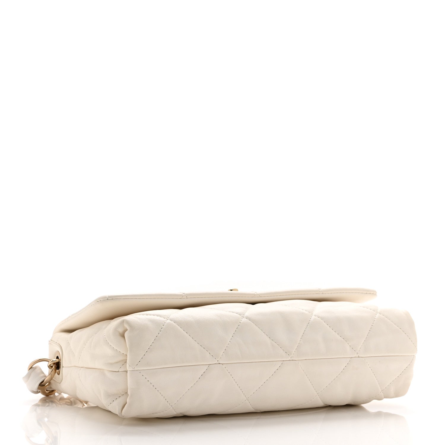 Chanel Lambskin Quilted Logo Strap Flap White