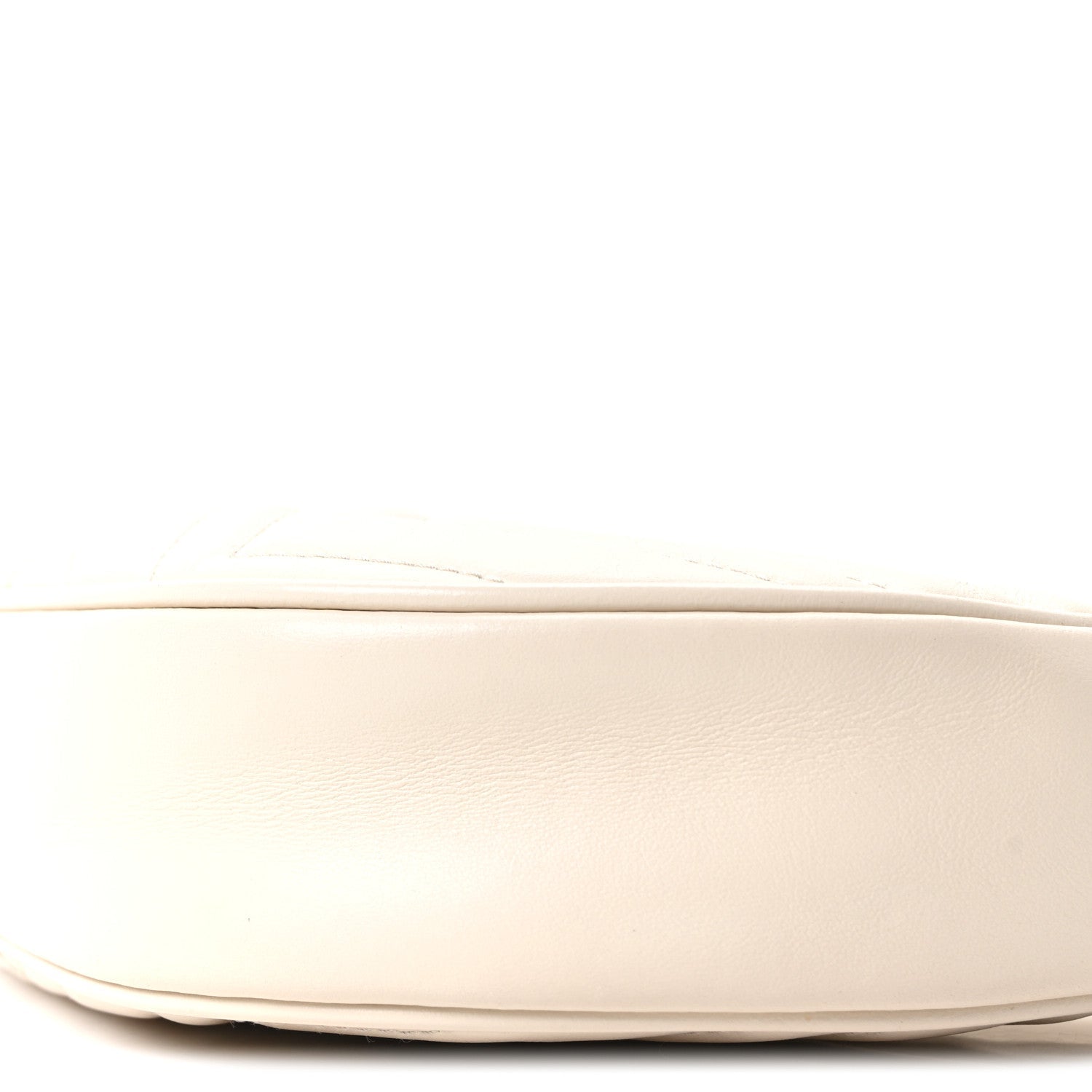 Gucci Calfskin Matelasse Chevron Mini GG Marmont Half Moon Hobo Mystic White