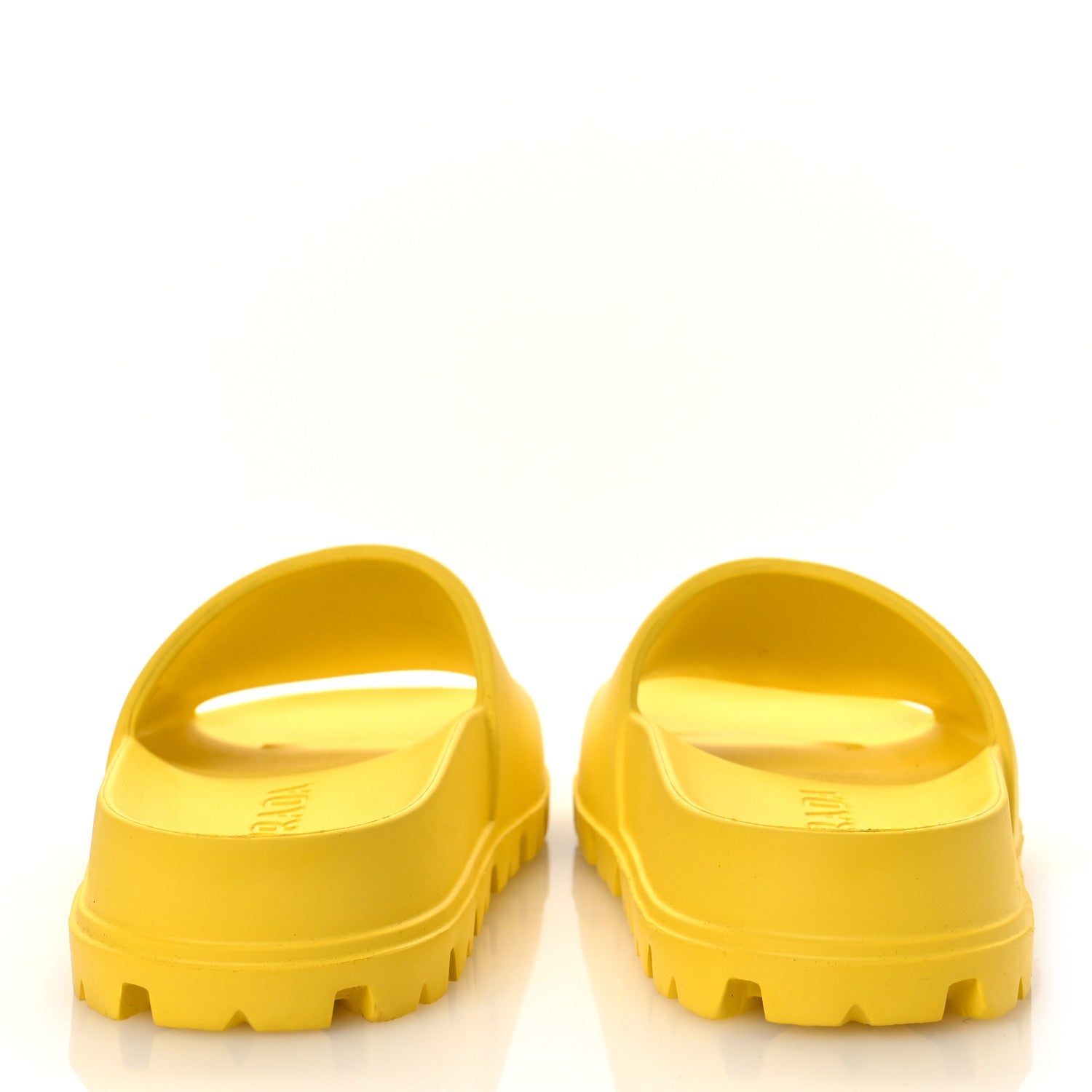 Prada EVA Rubber Triangle Logo Embossed Womens Lug Sole 20mm Slide Sandals 41 Sole