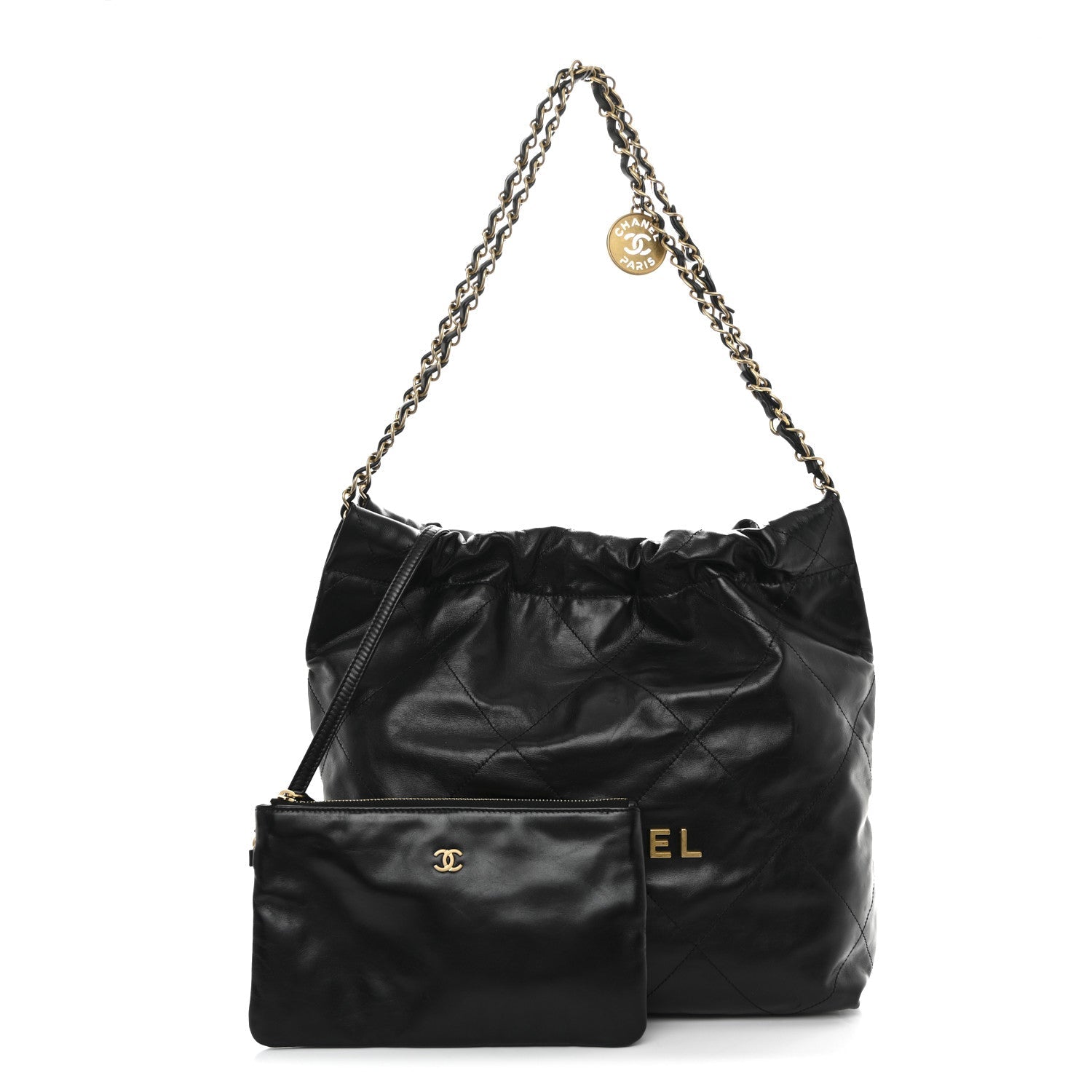 Chanel Shiny Calfskin Quilted Small Chanel 22 Black