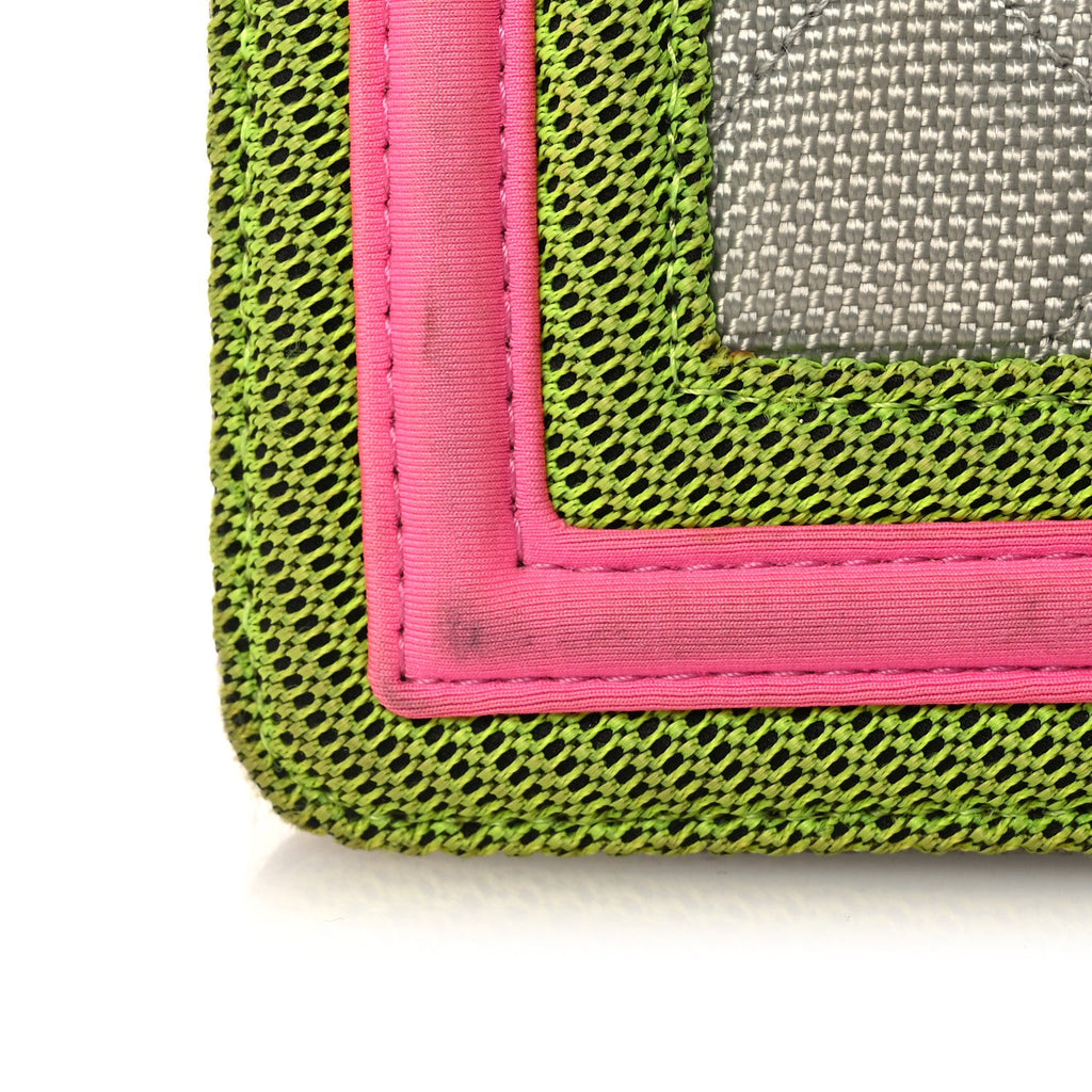 Chanel Canvas Quilted Medium Fluo Boy Flap Dark Grey Fuchsia Green