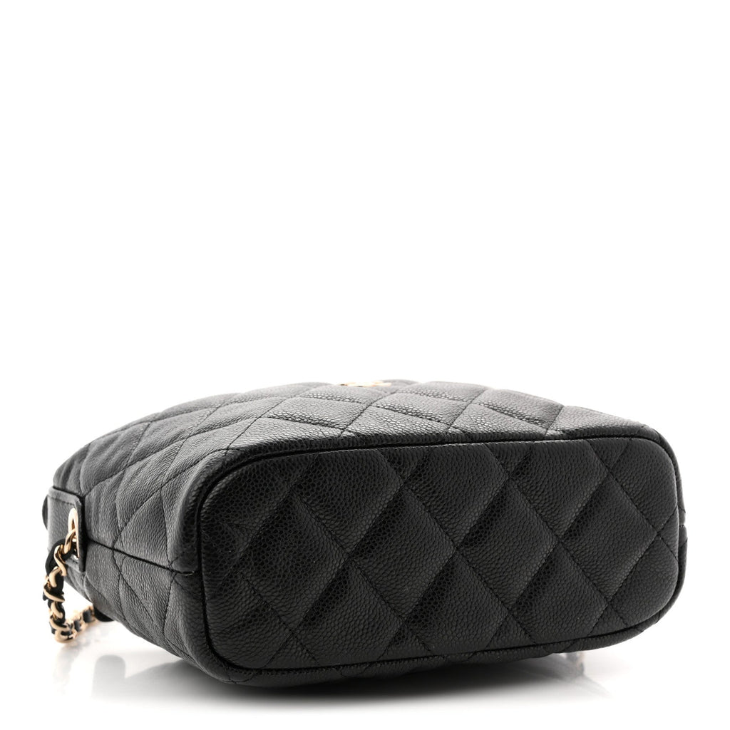 Chanel Caviar Quilted Hobo Clutch With Chain  Black