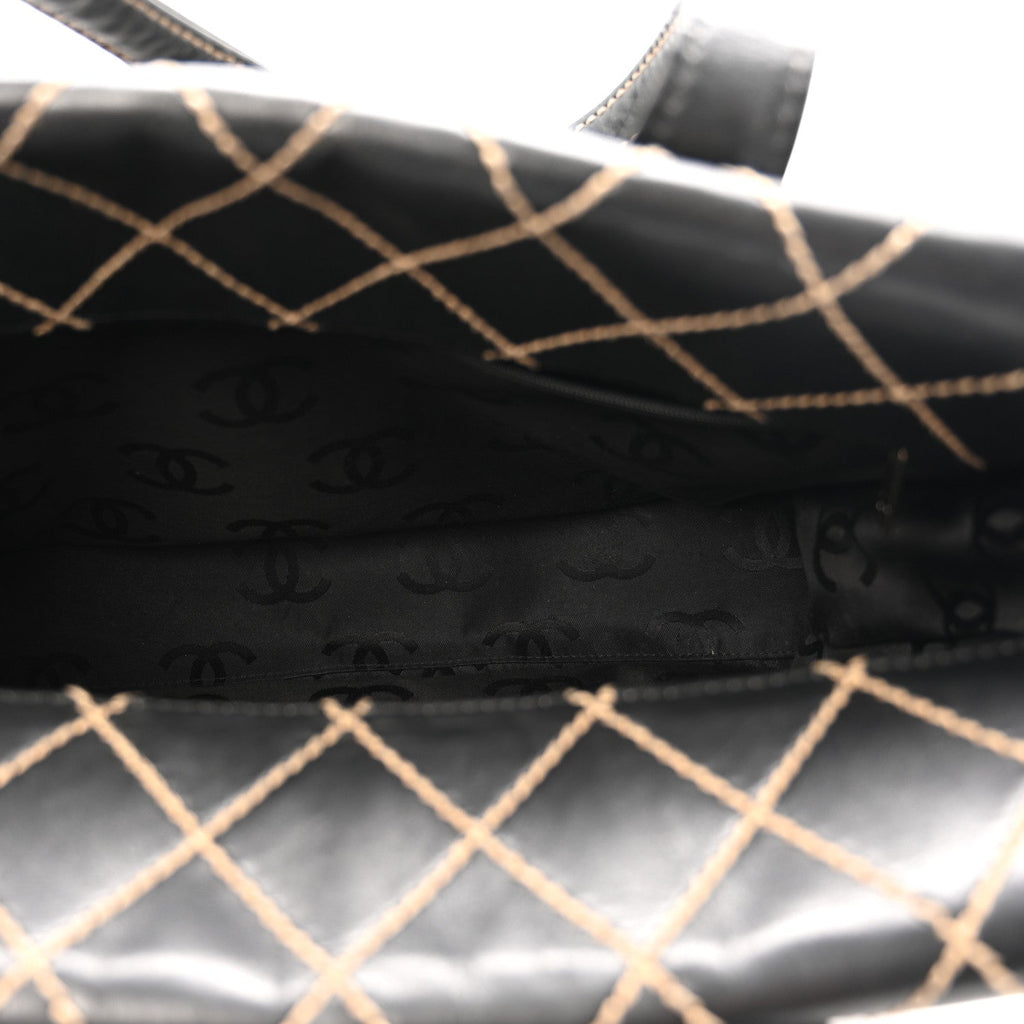 Chanel Calfskin Wild Stitch Large Tote Black