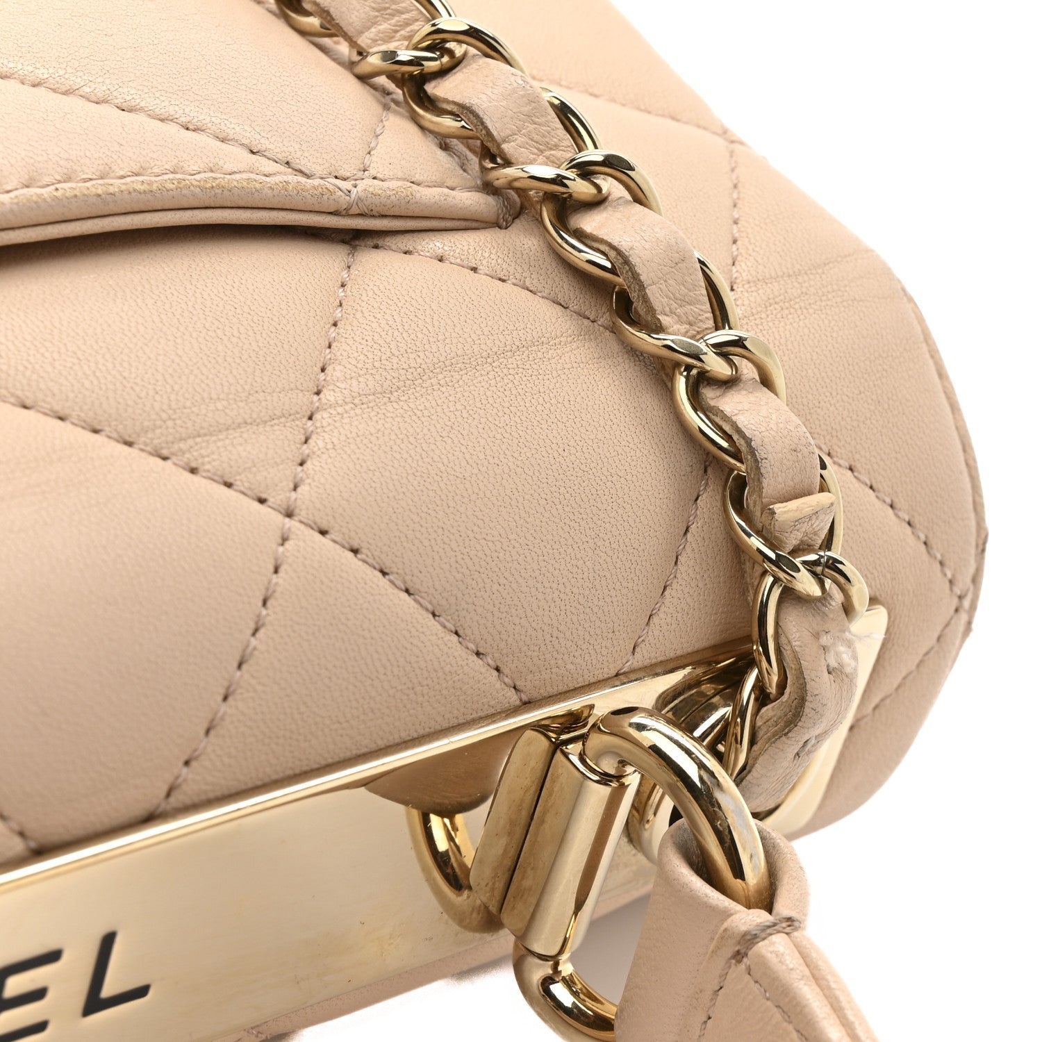 Chanel Lambskin Quilted Small Trendy CC Dual Handle Flap Bag Beige
