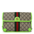 Gucci GG Supreme Monogram Web Small Ophidia Belt Bag Beige Ebony Electric Green