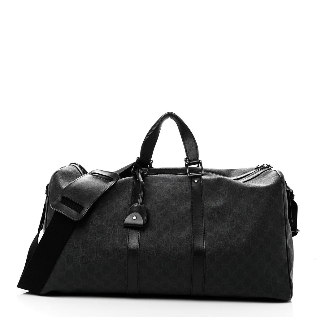 Gucci GG Supreme Monogram Medium Carry-On Duffle Bag Black Grey