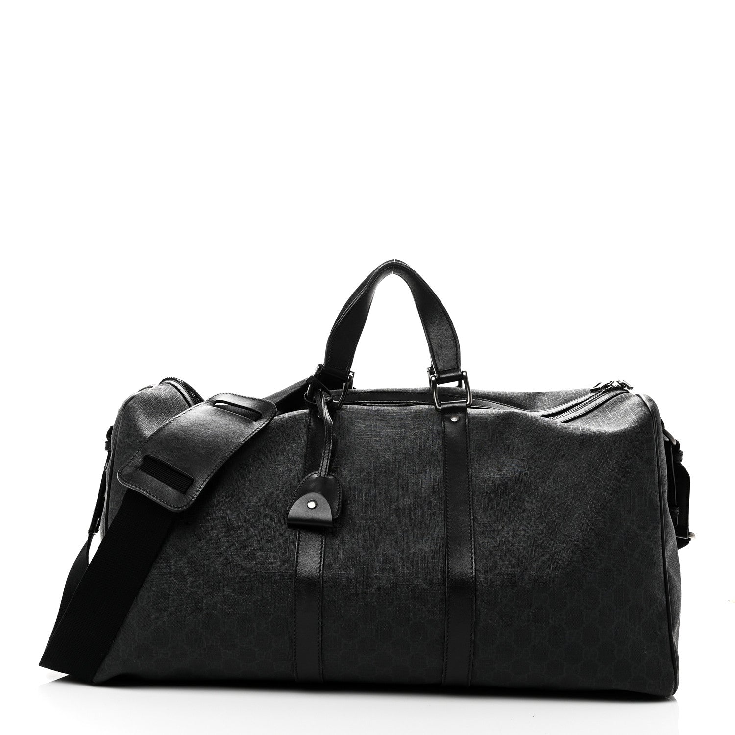 Gucci GG Supreme Monogram Medium Carry-On Duffle Bag Black Grey