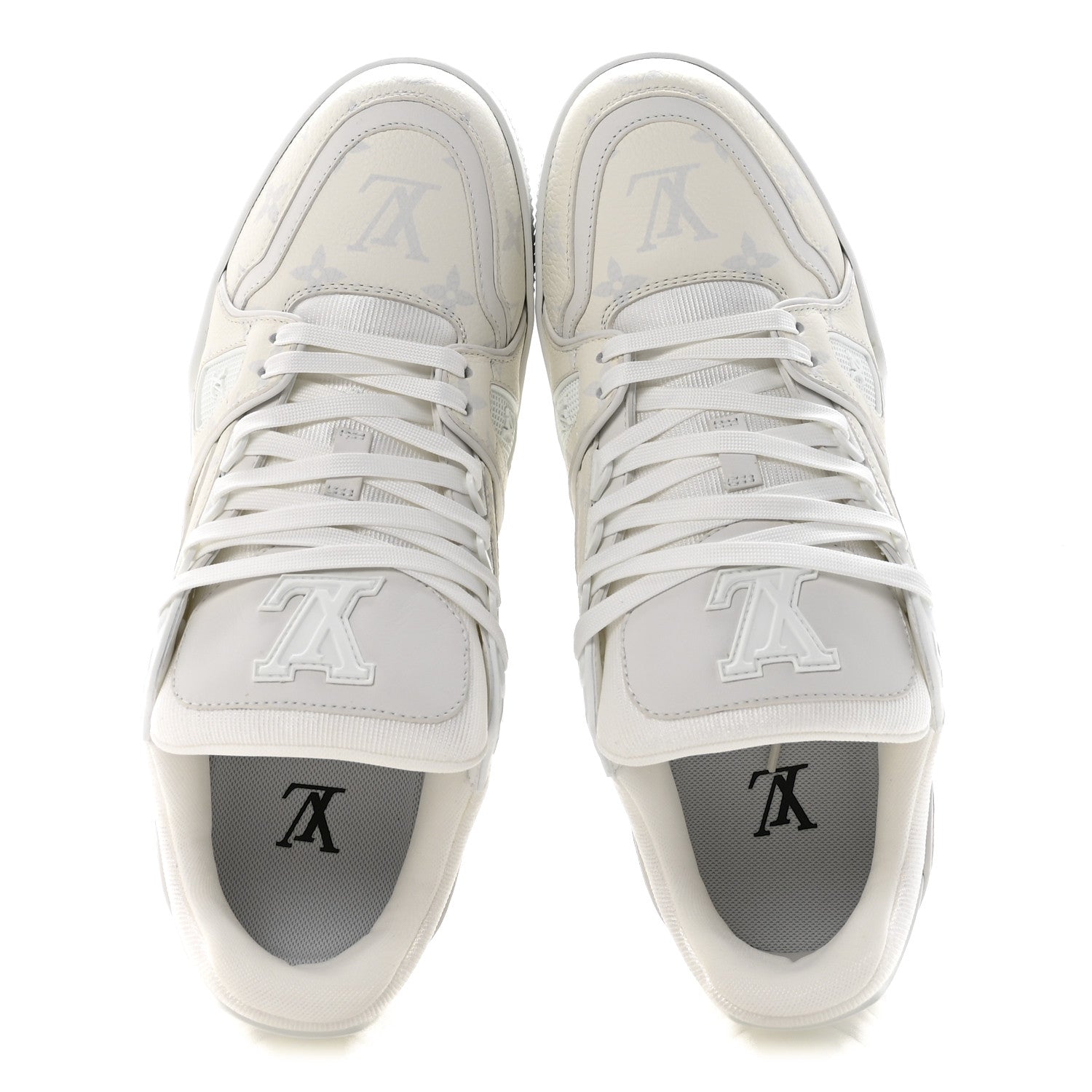 Louis Vuitton Calfskin Monogram Mens LV Trainer Sneakers 7 White