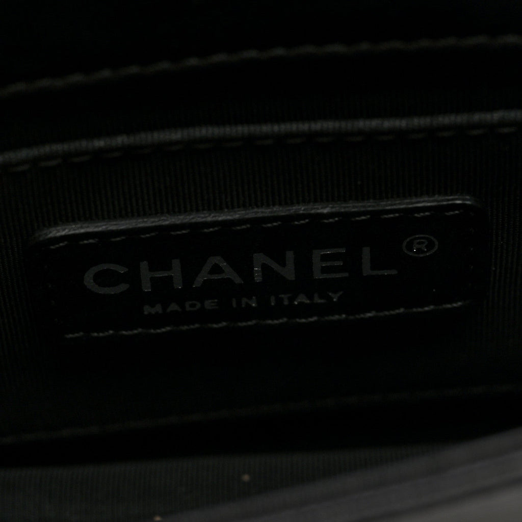 Chanel Plexiglass Patent Baguette Crystal Mini Boy Brick Flap Black