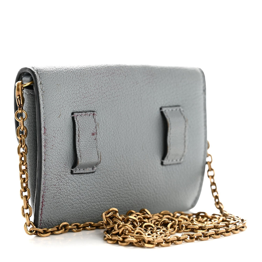 Christian Dior Goatskin Nano Saddle Chain Pouch Blue