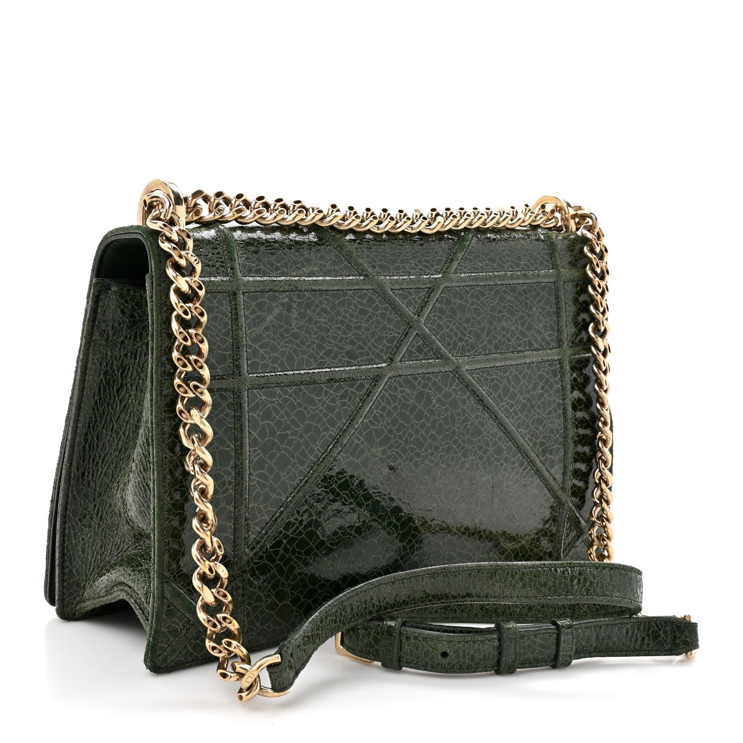 Christian Dior Ceramic Effect Deerskin Large Diorama Flap Bag Malachite Green