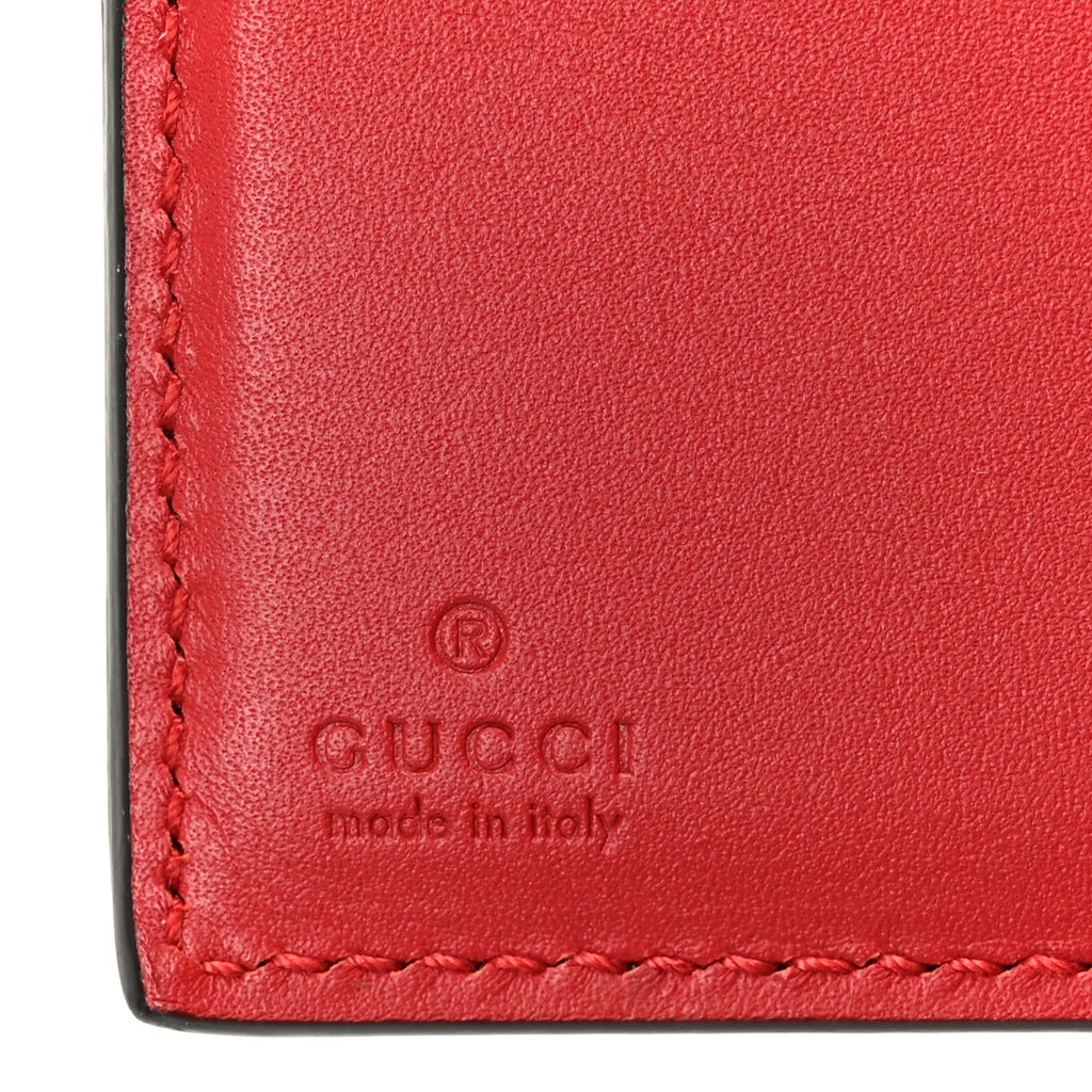 Gucci GG Supreme Monogram Cherry Embellished Card Case Wallet Hibiscus Red