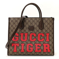 Gucci GG Supreme Monogram Textured Dollar Calfskin Web Gucci Tiger Small Retro Interlocking G Tote Bag Beige Ebony Live Red New Shamarock New Acero