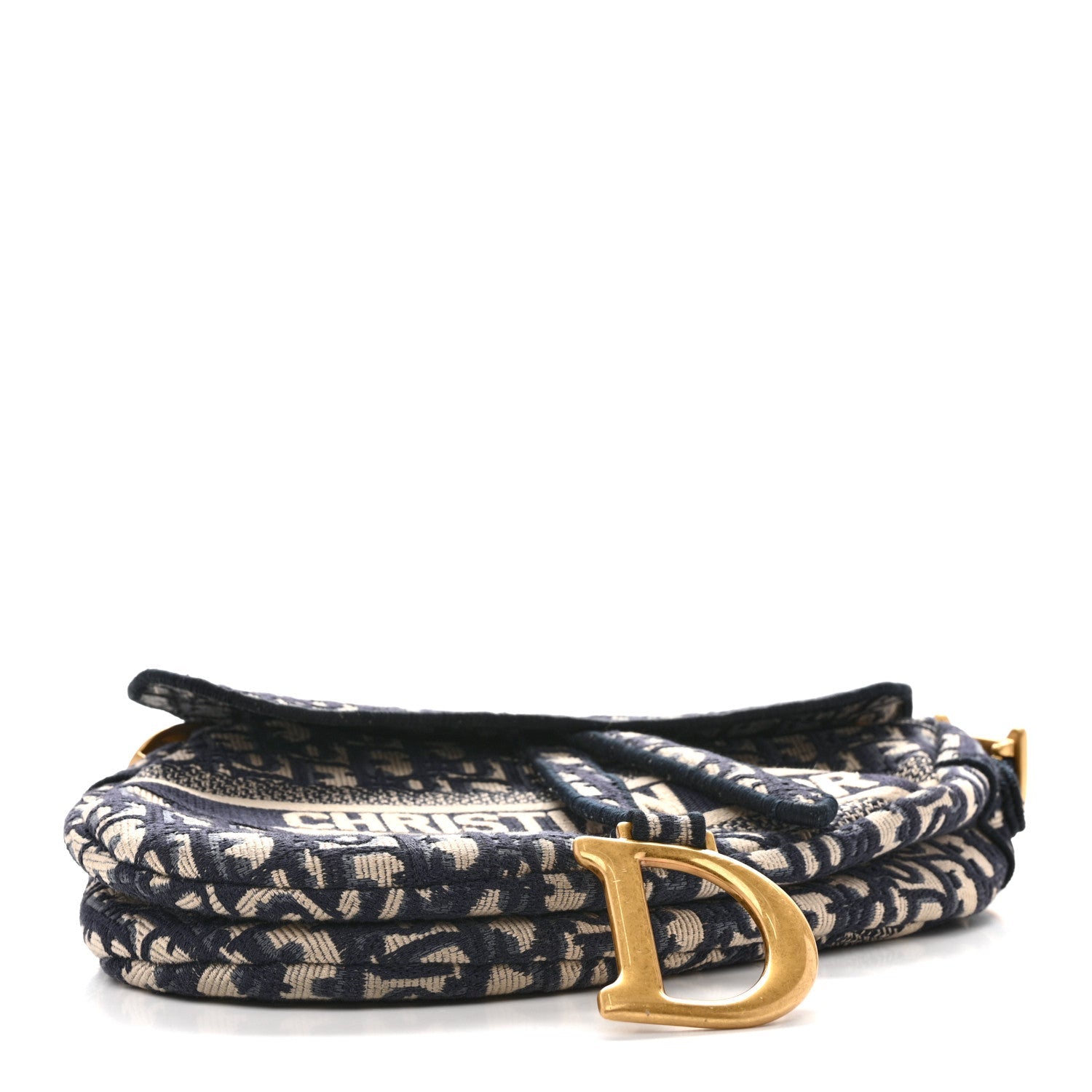 Christian Dior Oblique Embroidered Saddle Bag Blue